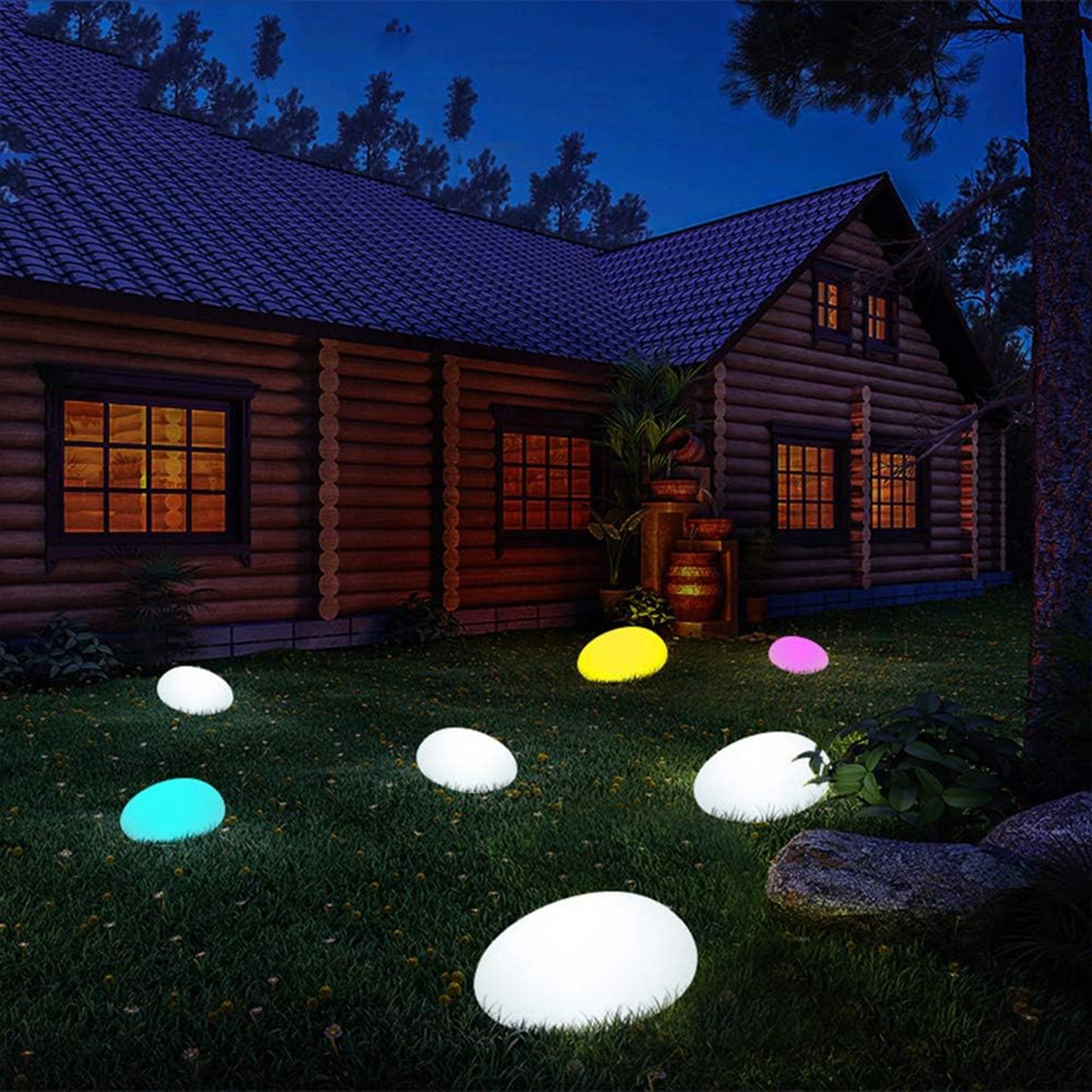 LED Outdoor Solar Stone Light Glow Stone Shape Garden Decor Light