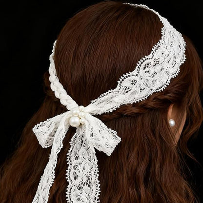 10 Yards Elastic Floral Lace Trim Stretch Ribbon for Sewing and DIY Crafts - White
