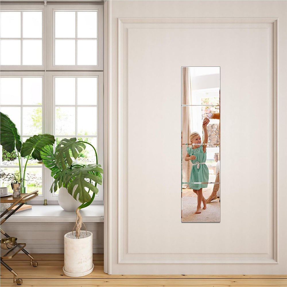 4Pcs DIY Stick On Acrylic Mirrors Self Adhesive Mirror Stickers for Wall Wardrobe Doors