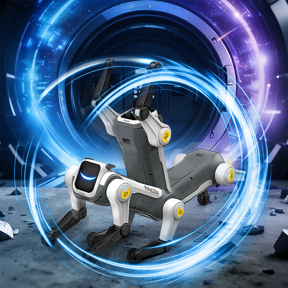 AI Stunt Remote Control Robot Dog Toy with Voice Control - Grey