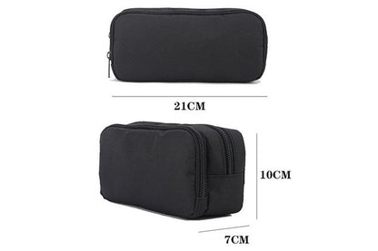 Large Capacity Pencil Case Pen Bag Organizer School Office Cosmetic Stationery Storage -Black
