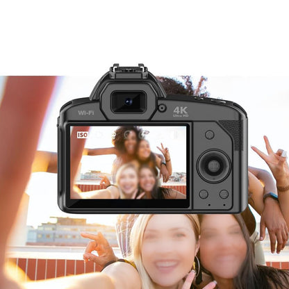 4K 64MP WiFi Dual Lens Digital Camera with Night Vision- Black