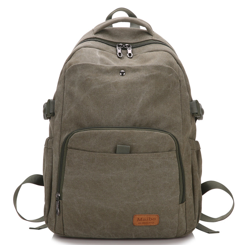 Large Capacity Canvas Backpack Laptop Bag Notebook School Travel Bag for Men Women Green