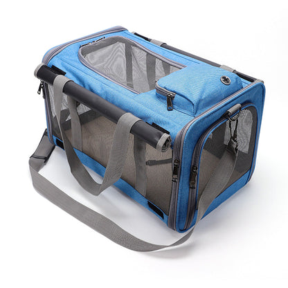 Pet Carrier for Large Cats Washable Dog Carrier Privacy Protection for Travel-blue