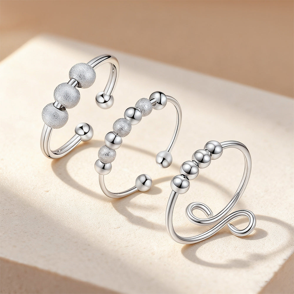 3Pcs Stainless Steel Spinner Rings Fidget Ring Set for Focus for Students and Office Workers