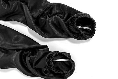 Double Layer Satin Sleep Cap for Long Hair Braids and Natural Hairstyles - Black