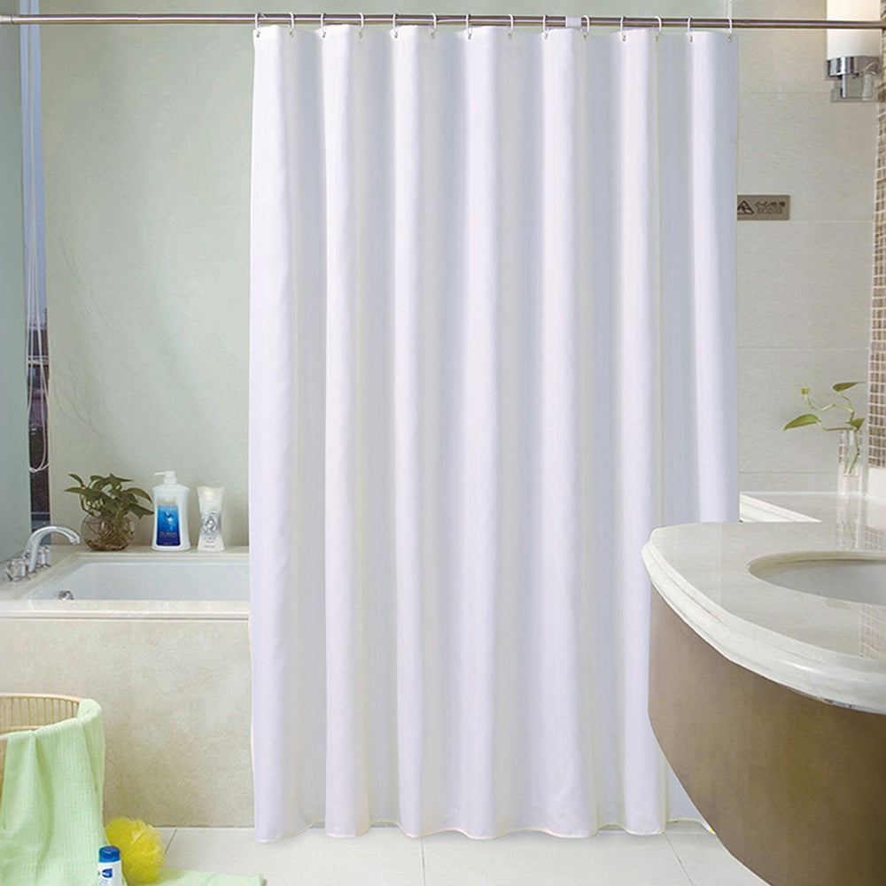 Waterproof Shower Curtain with 12 Hooks-White