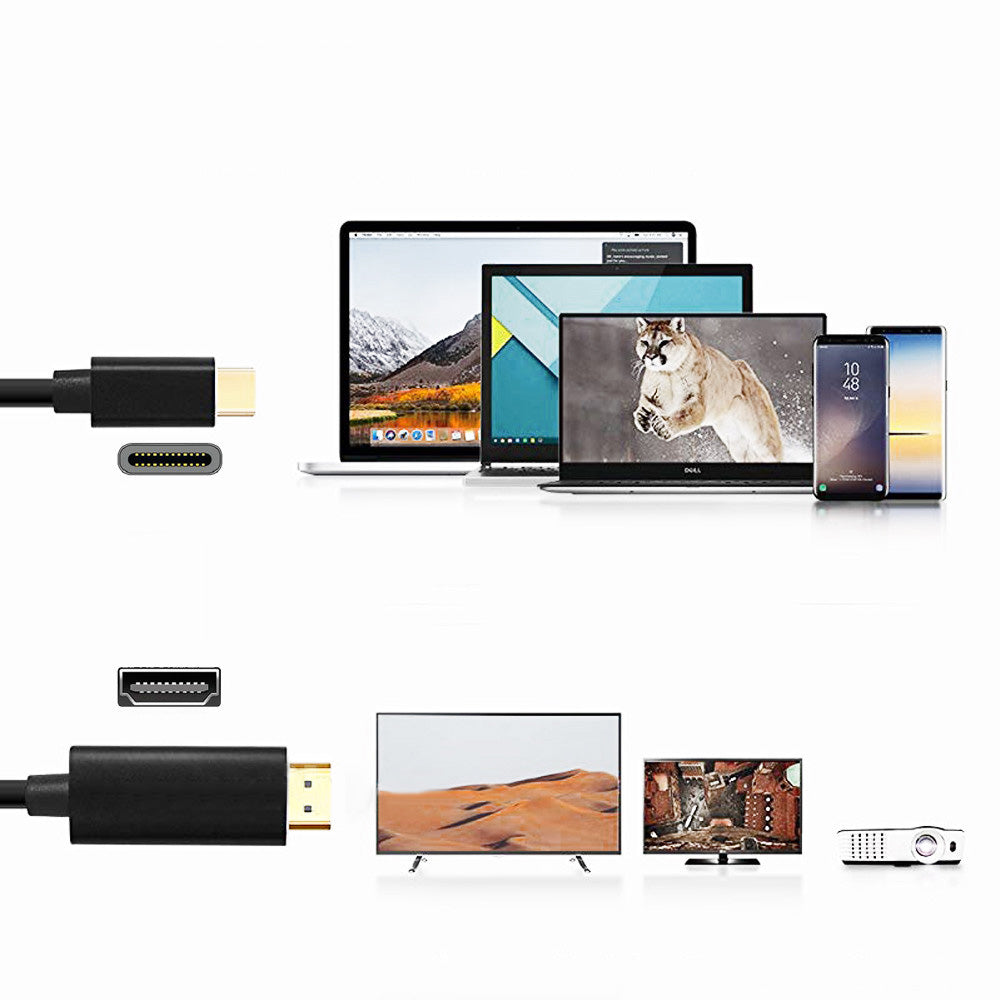 Type-C to HDMI Cable 4K 60Hz USB-C to HDMI Adapter for Phone Laptop to TV Monitor
