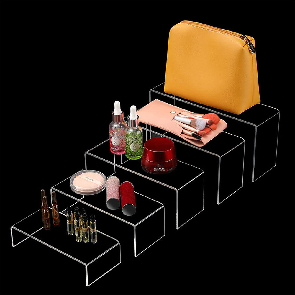 5 Pieces Set Clear Acrylic Display Risers Stand Shelf Showcase for Jewelry Candy Dessert Cake