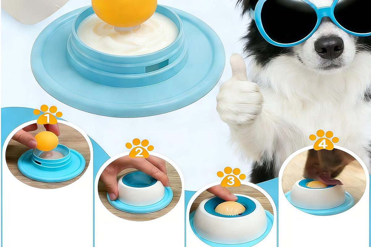 Dog Licking Bowl Slow Feeder Bowls - Blue