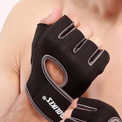 Pair of Sports Gloves Open Finger Gym Gloves for Cycling Weight Lifting Fitness Exercise Black