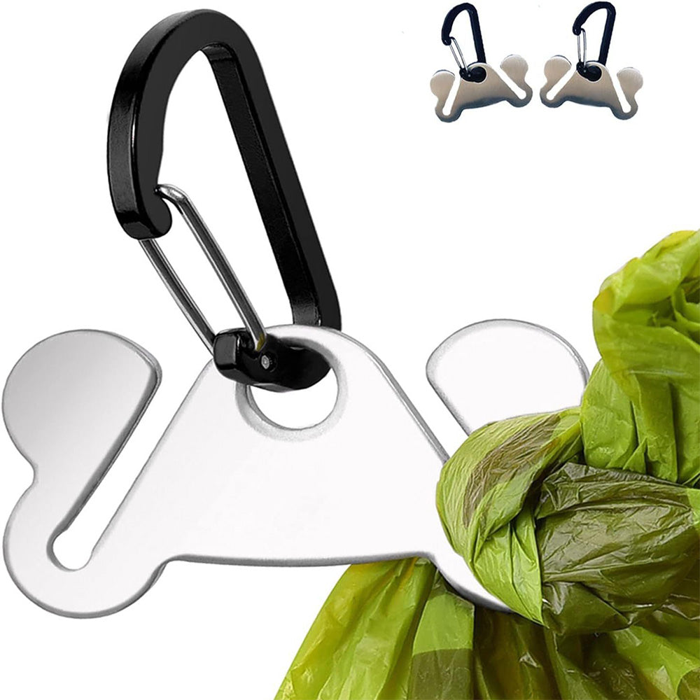2PCS Metal Dog Poop Bag Holder Clips ââ‚?Hands-Free Leash Attachment
