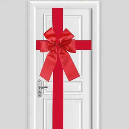 Red Velvet Style Christmas Door Bow with Polyester Straps