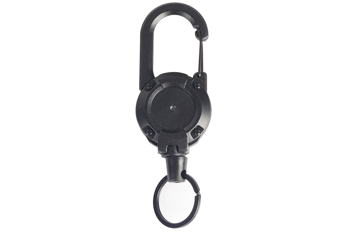Retractable Keychain Carabiner Badge Holder - Black