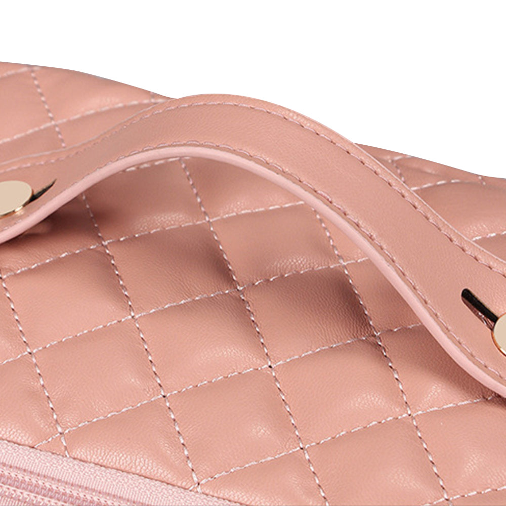 Women Cosmetic Bags Travel Cosmetic Bag For Women PU Leather Skincare Bags Toiletry Bag -Pink