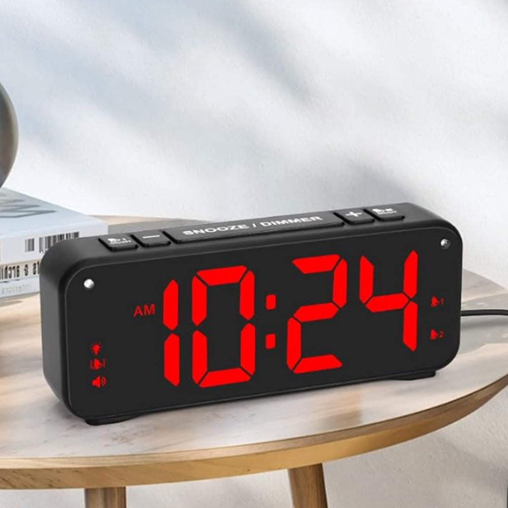 Digital Alarm Clock with Vibration Bed Shaker for Heavy Sleepers Black
