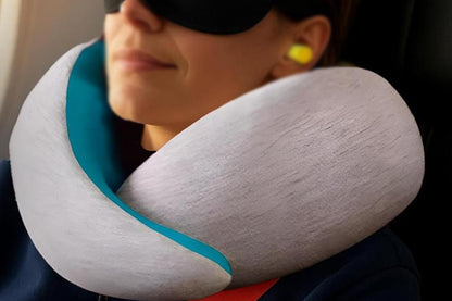 Memory Foam Neck Pillow with Eye Mask and Earplugs Airplane Travel Essentials