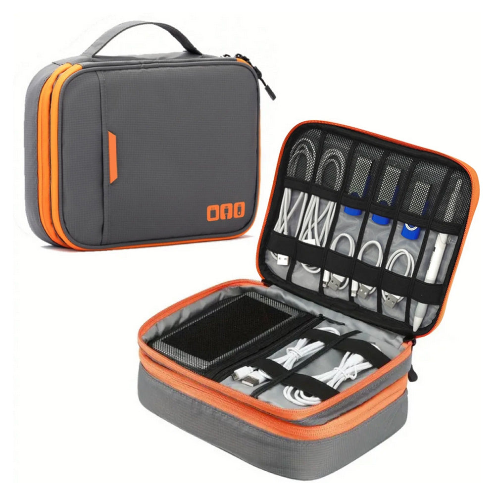 Electronic Organizer Travel Case Cable Organizer Bag For Travel Essentials-Grey