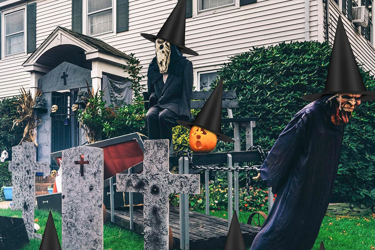 12 Pcs Halloween Witch Hats Costume Accessories Wizard Hats with Nylon Rope for Indoor Outdoor Decorations