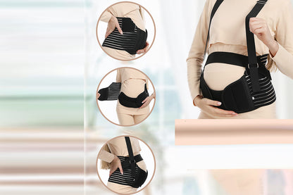 Pregnancy Belly Band with Adjustable Straps for Back Abdomen Waist Support -Black