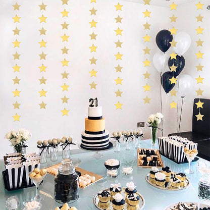 5 Pack 4m Thick Paper Star Garland Bunting Banners for Parties - Gold