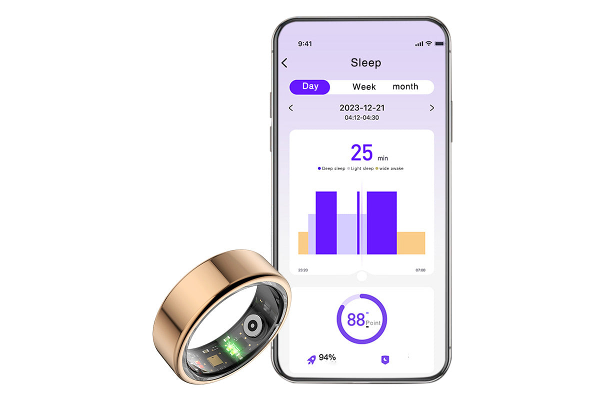 Smart Health Ring Heart Rate Blood Oxygen Sleep Tracker Gold