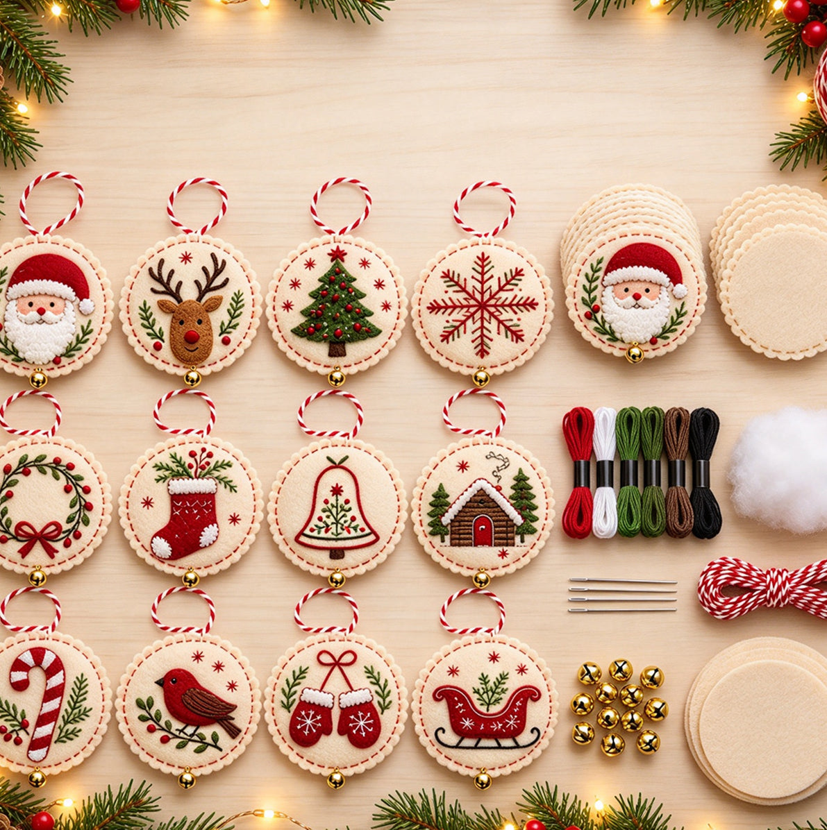 Christmas DIY Embroidery Felt Hanging Ornament Craft Kit For Adult - Santa Claus