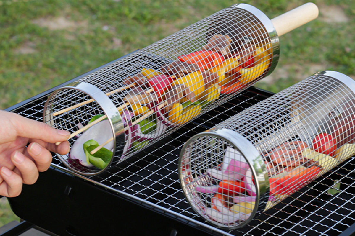 2 Pack BBQ Rolling Grill Baskets