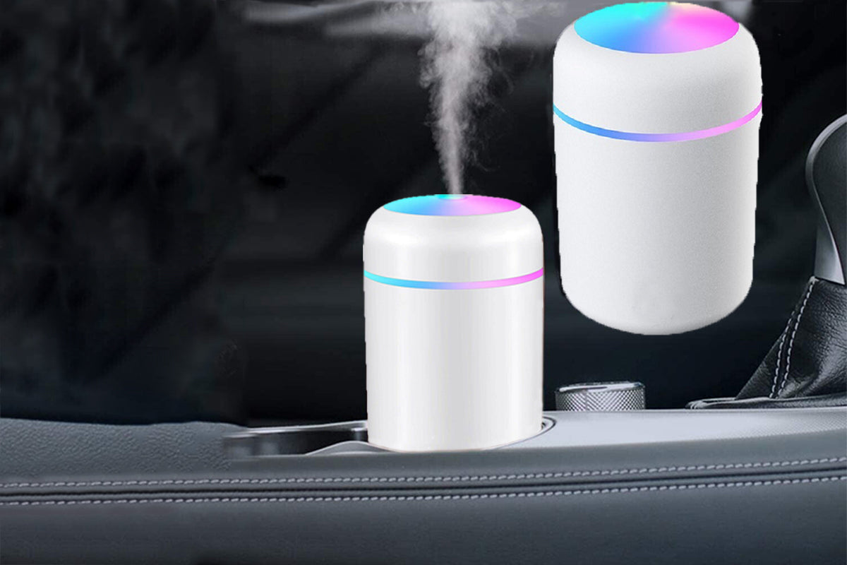 Car Air Purifier USB Diffuser Mist Humidifier With Led Night Light-White
