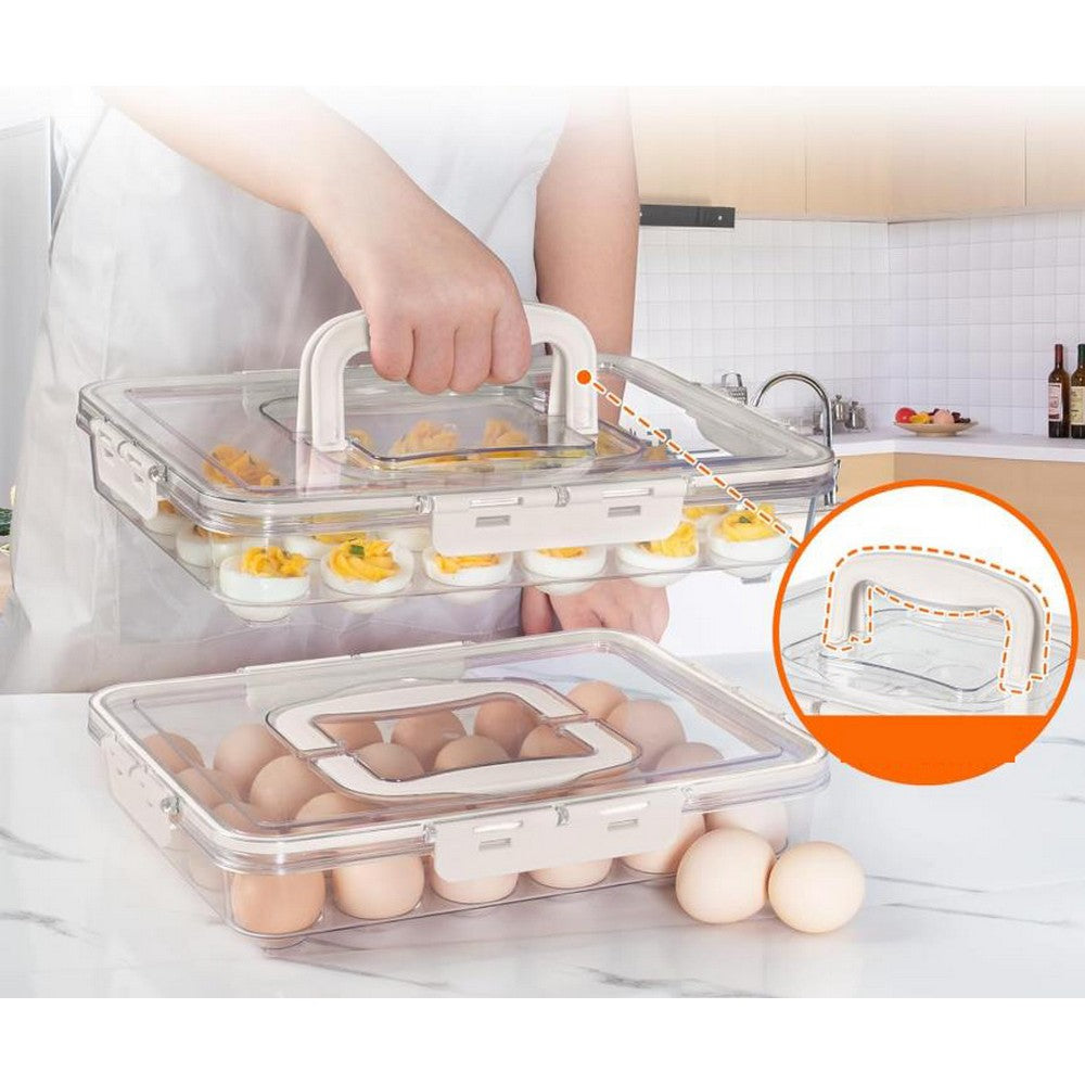 Deviled Egg Containers with Lid and Handle Stackable Egg Tray for Fridge