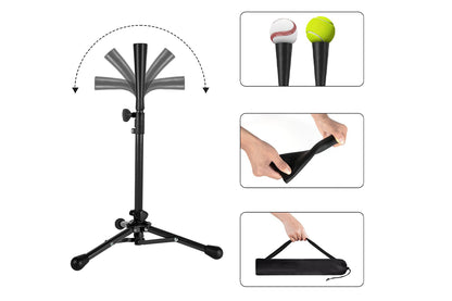 Baseball Softball Tee Batting Tee for Hitting Tripod Tanner Tee for Baseball Practice-Black