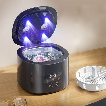 55kHz 350ml Ultrasonic Cleaner with Blue Light 3 Modes - Black