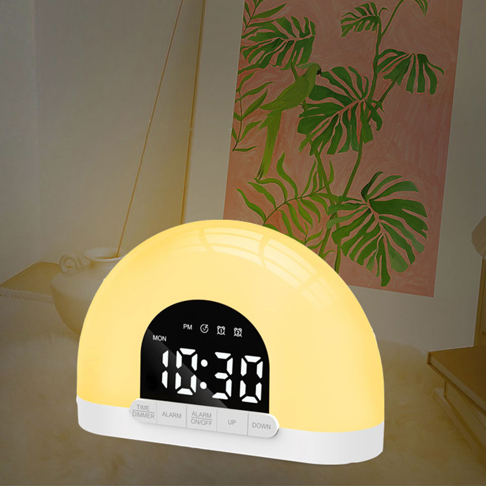 Sunrise Alarm Clock Smart Wake Up Alarm Sunlight Digital LED Night Lamp Clock