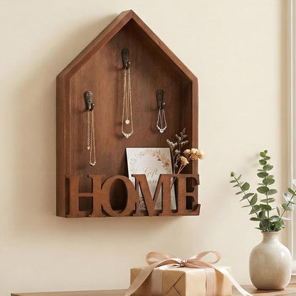 Vintage Key Holder Wall Mount with 3 Hooks Key Rack - Brown