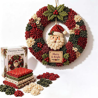 3D Fabric Poke Craft Christmas Wreath DIY Kit for Adults - Santa Claus