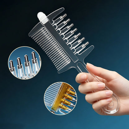 2 in 1 Liquid Guide Comb Oil Comb with Flow Control and Scalp Massage Comb - Clear