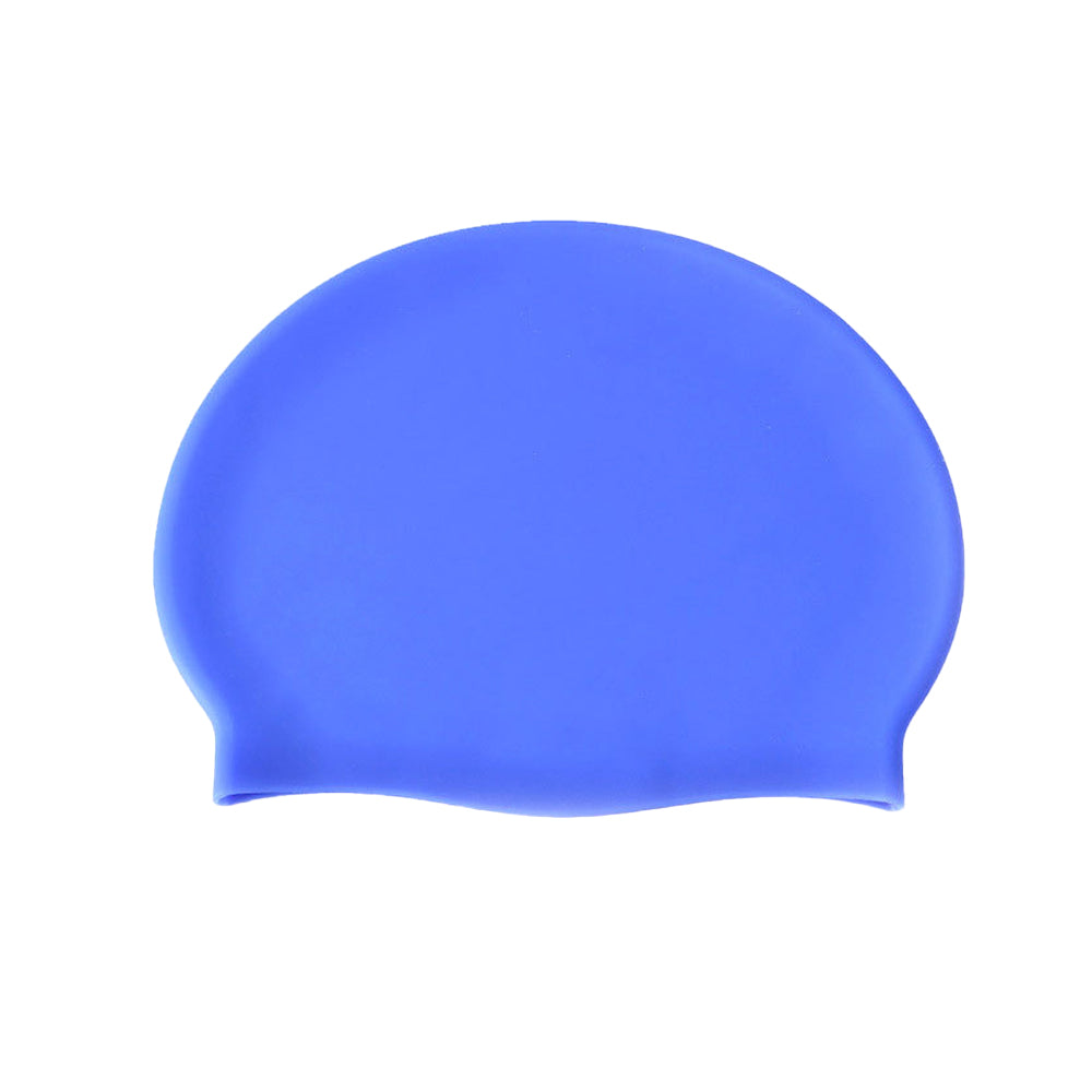 Elastic Silicone Swimming Cap Solid Color Water-resistant Ear Protection Hat Blue