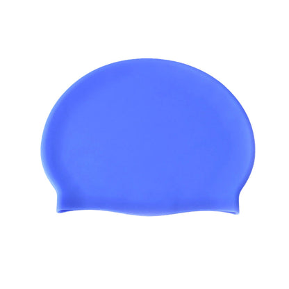 Elastic Silicone Swimming Cap Solid Color Water-resistant Ear Protection Hat Blue