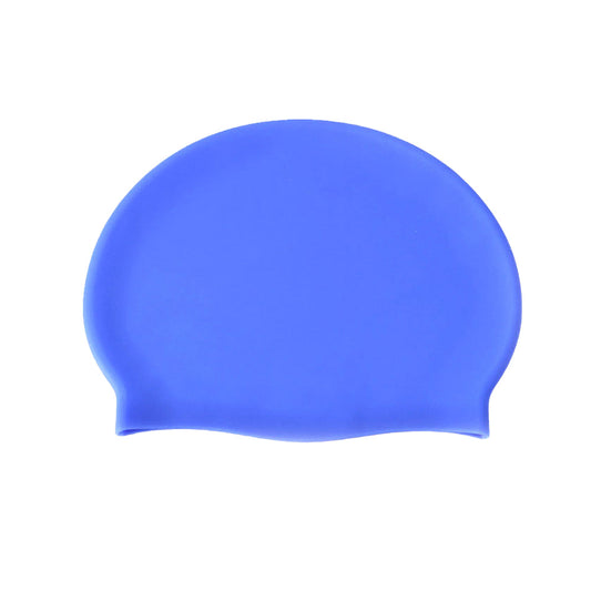 Elastic Silicone Swimming Cap Solid Color Water-resistant Ear Protection Hat Blue