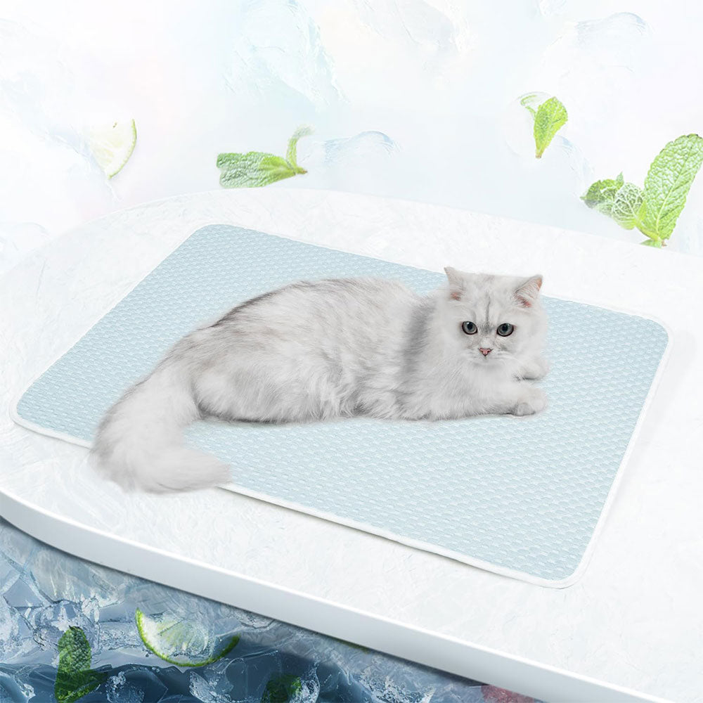 Pet Cooling Mat Dog Cat Breathable Summer Cooling Pad Light Blue
