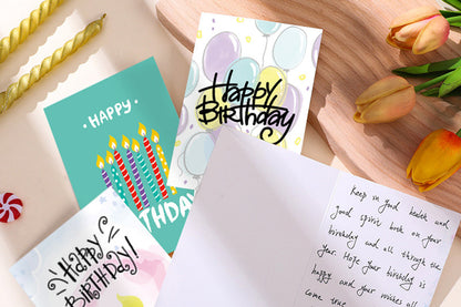 24 Piece Unique Happy Birthday Cards - Green Mixed Color