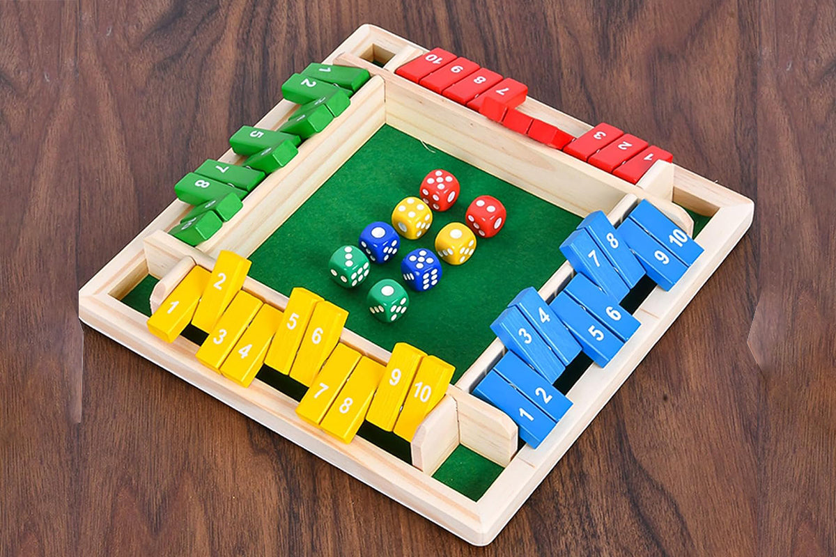 2Pcs Wooden Shut The Box Dice Game Drinking Dice Toy Family Traditional Game Puzzle Board Game