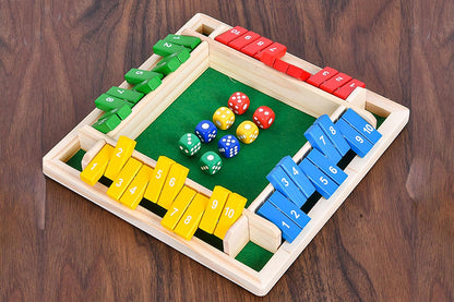 2Pcs Wooden Shut The Box Dice Game Drinking Dice Toy Family Traditional Game Puzzle Board Game