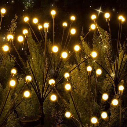 Solar Garden Lights 2Pcs 8LED Solar Powered Firefly Light Ground Patio Stake Walkway Lamp Outdoor Garden Decor -Yellow