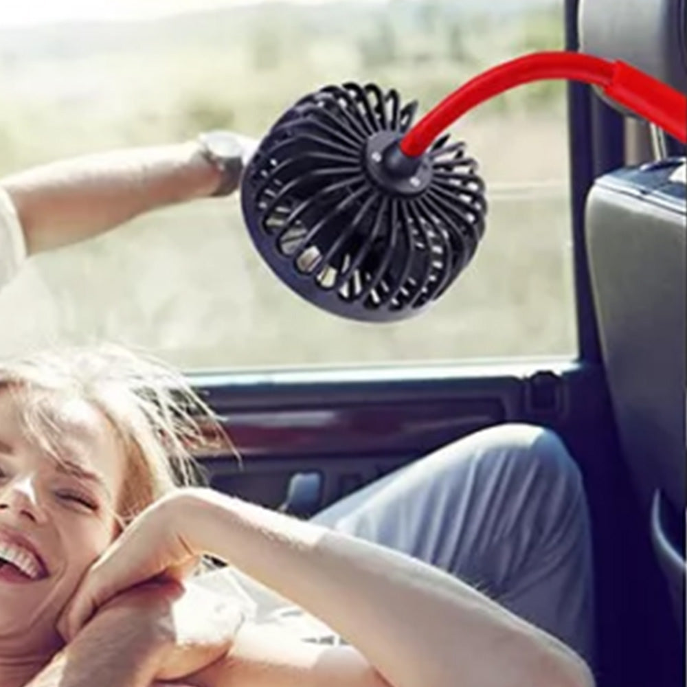 Portable Clip On Lighting Fan Travel USB Rechargeable Desk Pram Car Cooling Fan Black