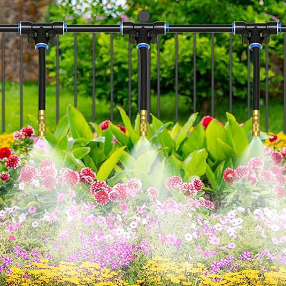 30m 0.6cm 360-Degree Adjustable Copper Nozzle Irrigation Kit for Garden Greenhouse Lawn Patio