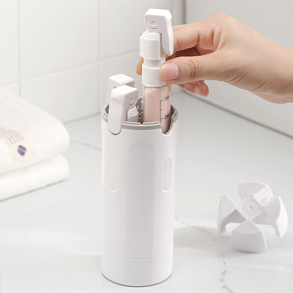 4 in 1 Travel Dispenser with 30ml Travel Bottles Travel Bottles for Shampoo Lotion-White