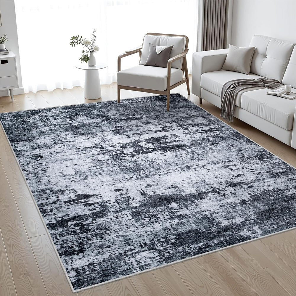 Nordic Crystal Velvet Rug Soft Non Slip for Bedroom Living Room Bedside Floor-Black