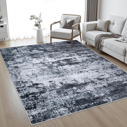 Nordic Crystal Velvet Rug Soft Non Slip for Bedroom Living Room Bedside Floor-Black