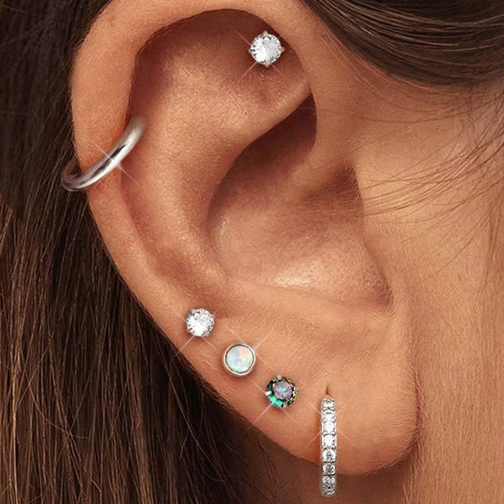 11Pairs Hypoallergenic Stud Hoop Earrings for Women Trendy Silver Hoops Cartilage Earring Stacks Set